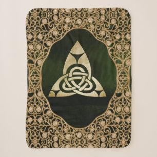 Celtic Trinity Knot on Forest Shadows Sherpa Blanket