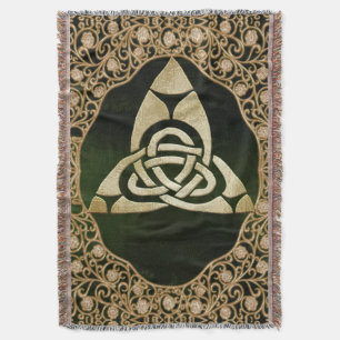 Celtic Trinity Knot on Forest Shadows Throw Blanket