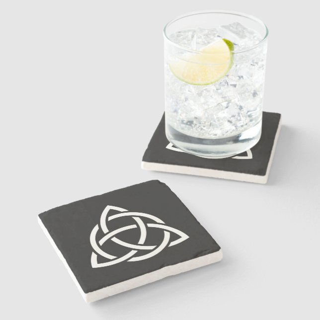 Celtic Trinity Knot Triquetra Symbol Stone Coaster (Side)