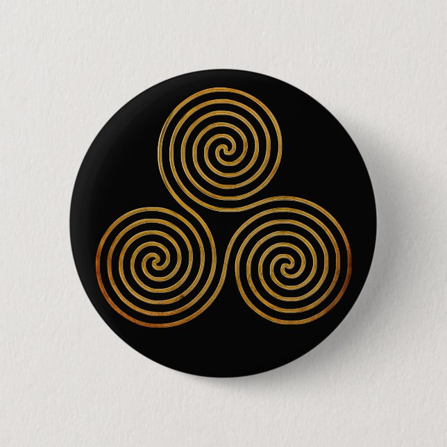 celtic triple spiral - OneLine antique gold 6 Cm Round Badge (Front)