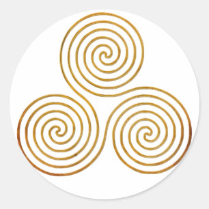 celtic triple spiral - OneLine antique gold Classic Round Sticker