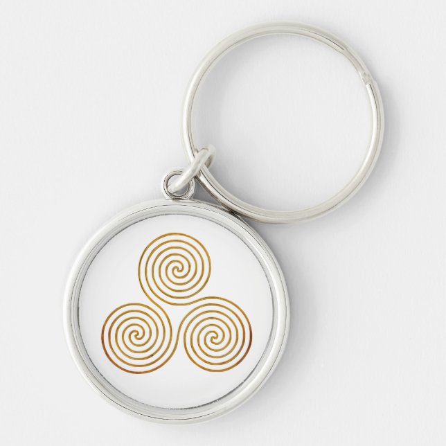 celtic triple spiral - OneLine antique gold Key Ring (Front)