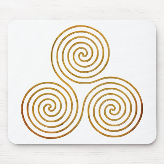 celtic triple spiral - OneLine antique gold Mouse Mat (Front)
