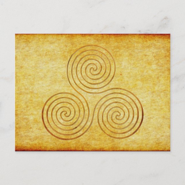 celtic triple spiral - OneLine antique gold Postcard (Front)