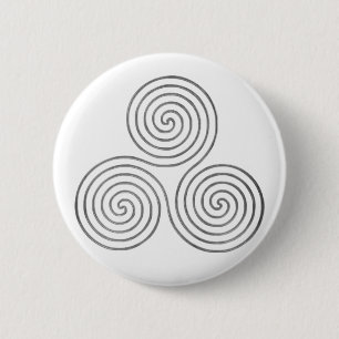 celtic triple spiral - OneLine antique silver 6 Cm Round Badge