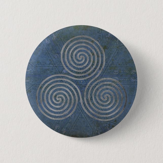 celtic triple spiral - OneLine antique silver 6 Cm Round Badge (Front)