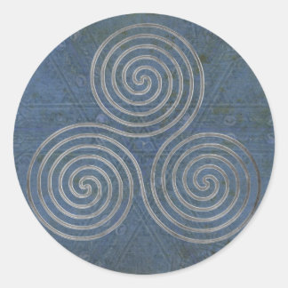 celtic triple spiral - OneLine antique silver Classic Round Sticker