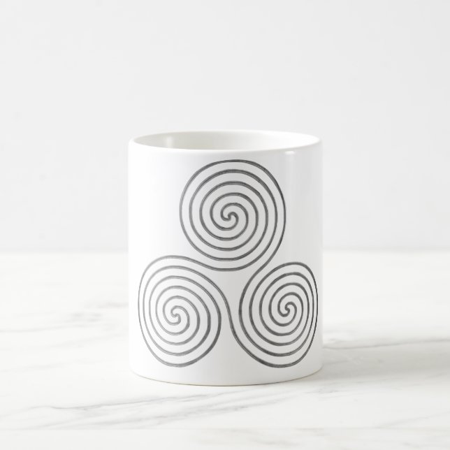 celtic triple spiral - OneLine antique silver Coffee Mug (Center)