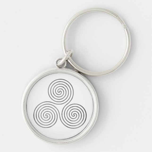 celtic triple spiral - OneLine antique silver Key Ring (Front)