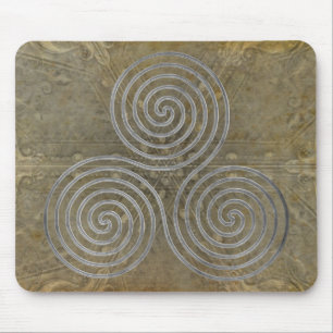 celtic triple spiral - OneLine antique silver Mouse Mat