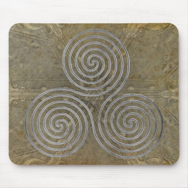 celtic triple spiral - OneLine antique silver Mouse Mat (Front)