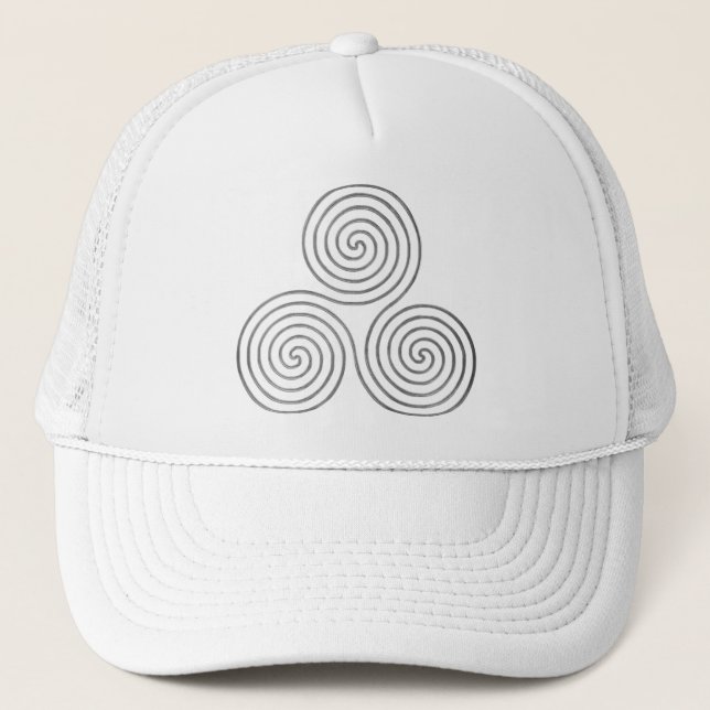 celtic triple spiral - OneLine antique silver Trucker Hat (Front)