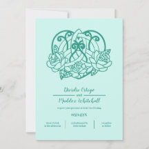 Celtic Triquetra Heart Knot Flora Teal Handfasting