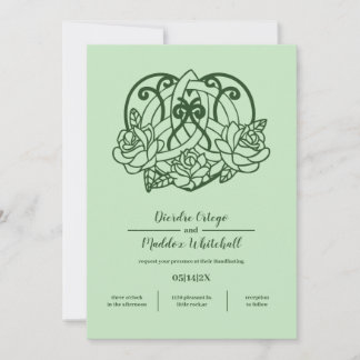 Celtic Triquetra Irish Heart Green Handfasting Invitation