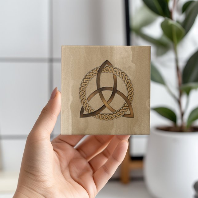 Celtic Triquetra Trinity Knot Ceramic Tile (Evoke ancient charm with this Celtic-inspired ceramic tile. 🍀✨ #TimelessElegance #CelticDesign)