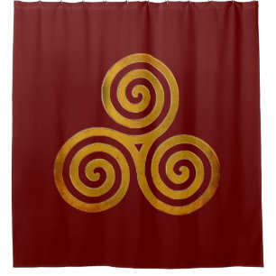 Celtic Triskele antique gold Shower Curtain