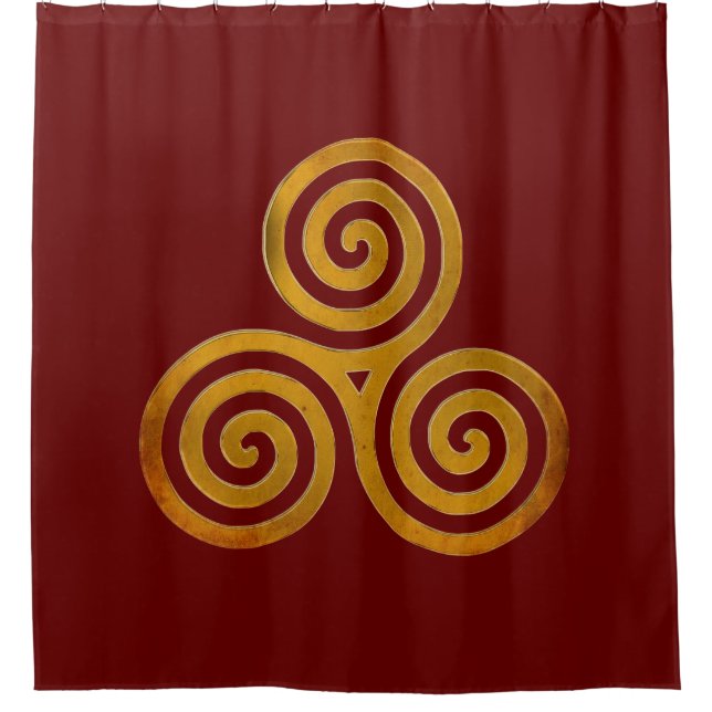 Celtic Triskele antique gold Shower Curtain (Front)