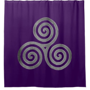 Celtic Triskele antique silver Shower Curtain