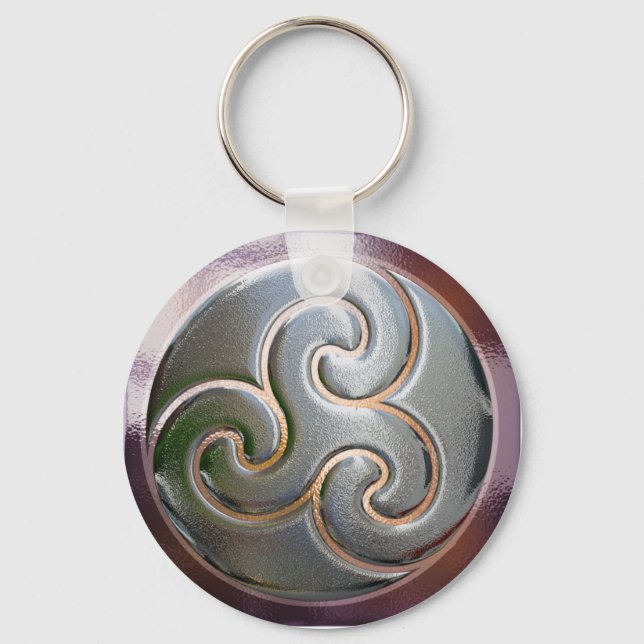Celtic triskele in silver key ring (Front)