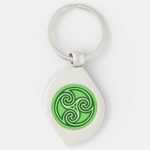 Celtic Triskele Ornament, Lime and Dark Green Key Ring