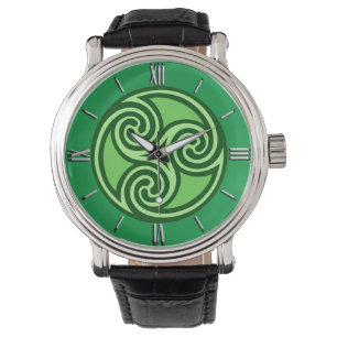 Celtic Triskele Ornament, Lime & Emerald Green Watch