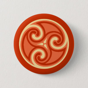 Celtic Triskele Ornament, Mandarin Orange 6 Cm Round Badge