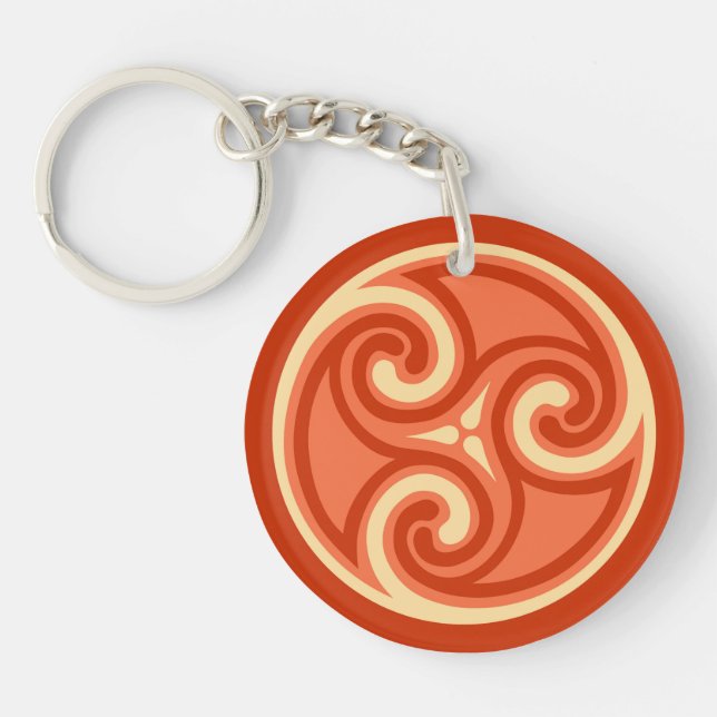 Celtic Triskele Ornament, Mandarin Orange Key Ring (Front)