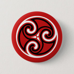 Celtic Triskele Ornament, Red, Black and White 6 Cm Round Badge