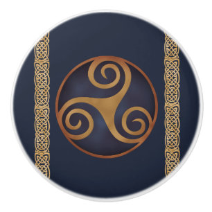 Celtic Triskelion (Blue) Custom Ceramic Knob
