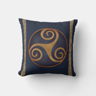Celtic Triskelion (Blue) Custom Cushion