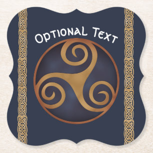 Celtic Triskelion (Blue) Custom Paper Coaster