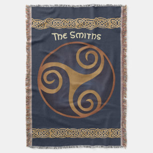 Celtic Triskelion (Blue) Custom Template Throw Blanket