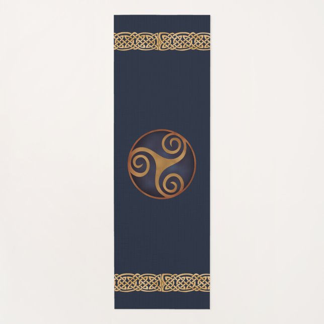 Celtic Triskelion (Blue) Custom Yoga Mat (Front)