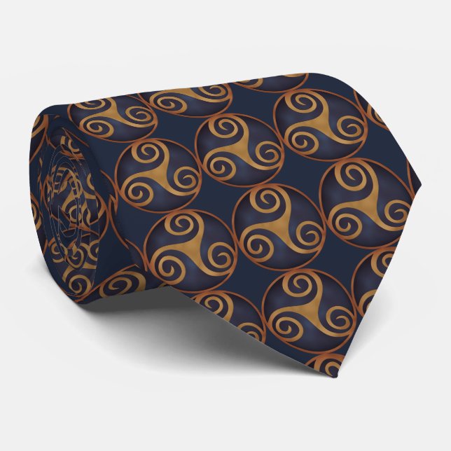 Celtic Triskelion (Blue)  Tie (Rolled)