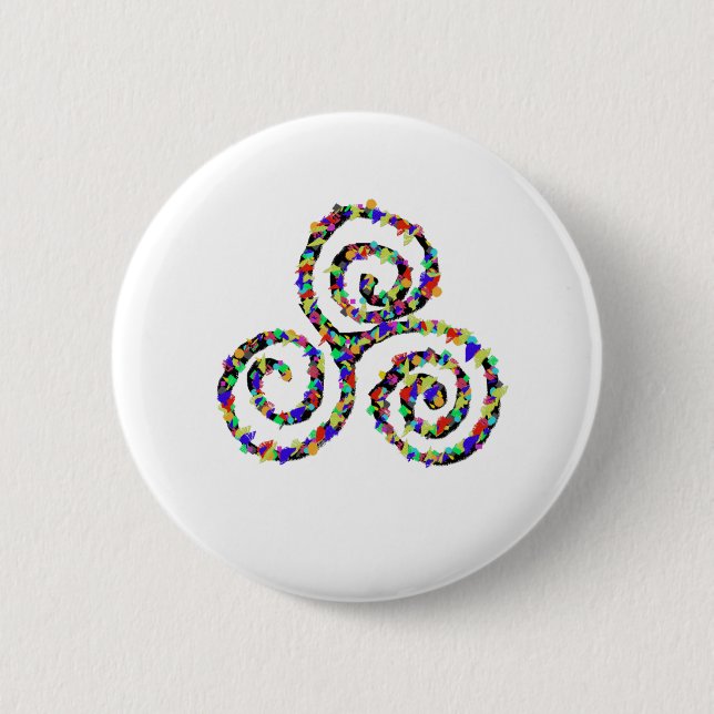 Celtic Triskelion Strength 6 Cm Round Badge (Front)