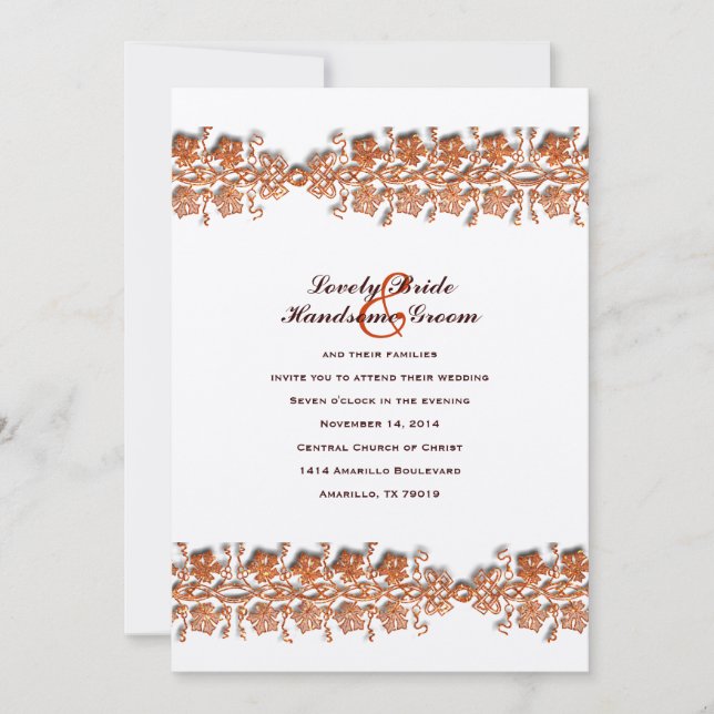 Celtic Twining Vines Fall Colour Wedding Invitatio Invitation (Front)