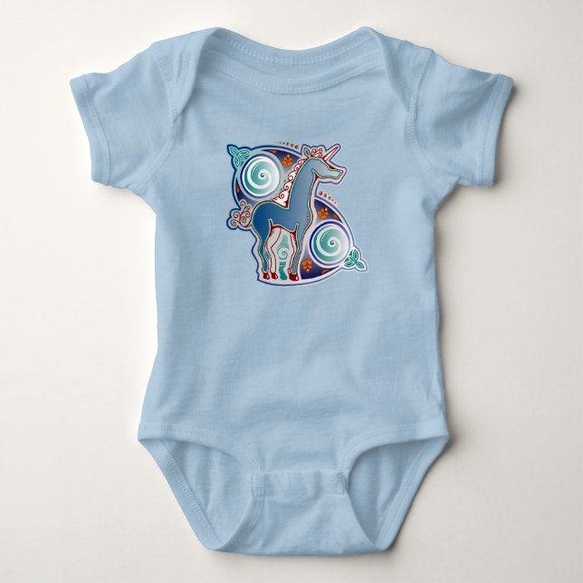 Celtic unicorn baby bodysuit (Front)