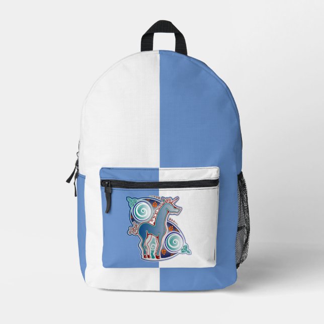 Celtic unicorn printed backpack (Front)