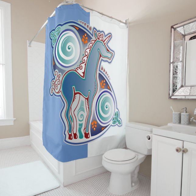 Celtic unicorn shower curtain (In Situ)