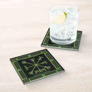 Celtic Vegvisir Glass Coaster