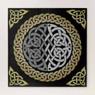 Celtic/viking circle braided knot silver and fog jigsaw puzzle