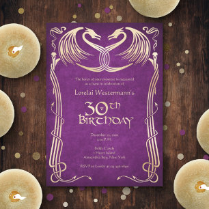 Celtic Viking Dragon 30th Birthday Invitation