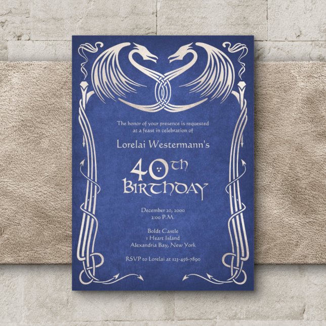 Celtic Viking Dragon 40th Birthday Invitation (Creator Uploaded)
