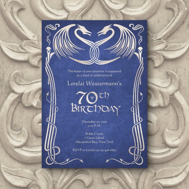 Celtic Viking Dragon 70th Birthday Invitation (Creator Uploaded)