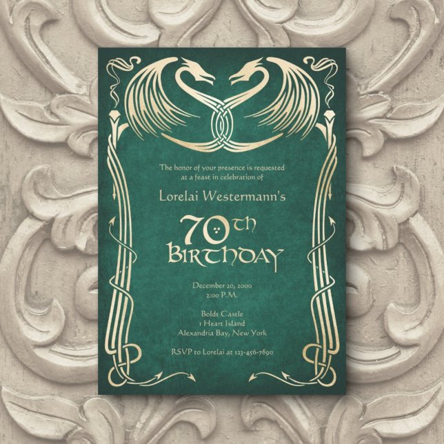 Celtic Viking Dragon 70th Birthday Invitation (Creator Uploaded)