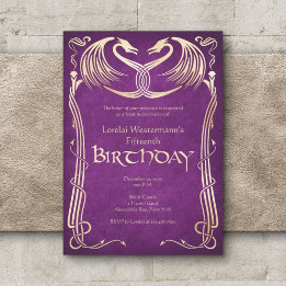 Celtic Viking Dragon Birthday Invitation