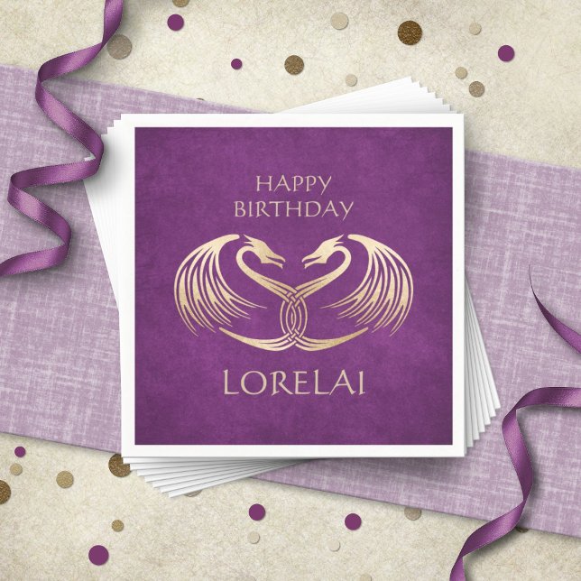 Celtic Viking Dragon Birthday Napkin (Creator Uploaded)