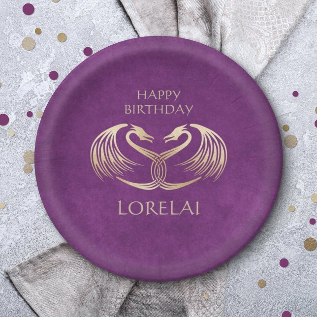Celtic Viking Dragon Birthday Paper Plate (Creator Uploaded)