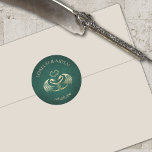 Celtic Viking Dragon Wedding Classic Round Sticker<br><div class="desc">The wedding invite for the high-elf or viking at heart. The coordinating pieces of this elves dragon wedding invitation suite feature dragons and art nouveau details with Celtic text on a parchment background. Perfect for your rpg gamer, viking, or mediaeval wedding or other occasion. Order your printed invitations and party...</div>