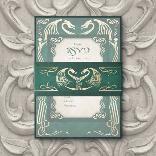 Celtic Viking Dragon Wedding Invitation Belly Band